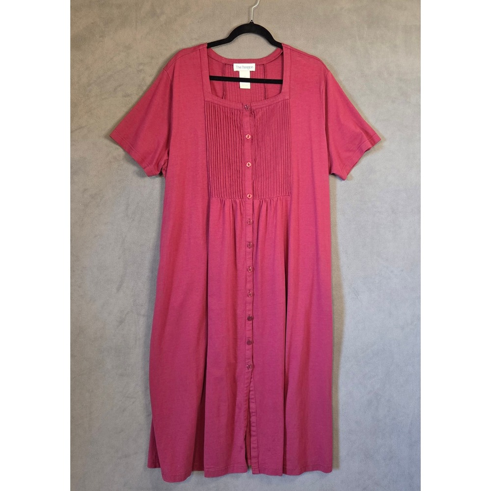 The Paragon Pintuck Midi Dress Women's Size 2X Cotton Casual Modest Cottage
